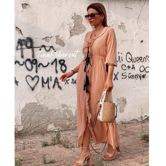 BLOGGER'S FAVE! Zara Ruffled Dress With Bows Sz S, M NWT - Picture 7 of 16